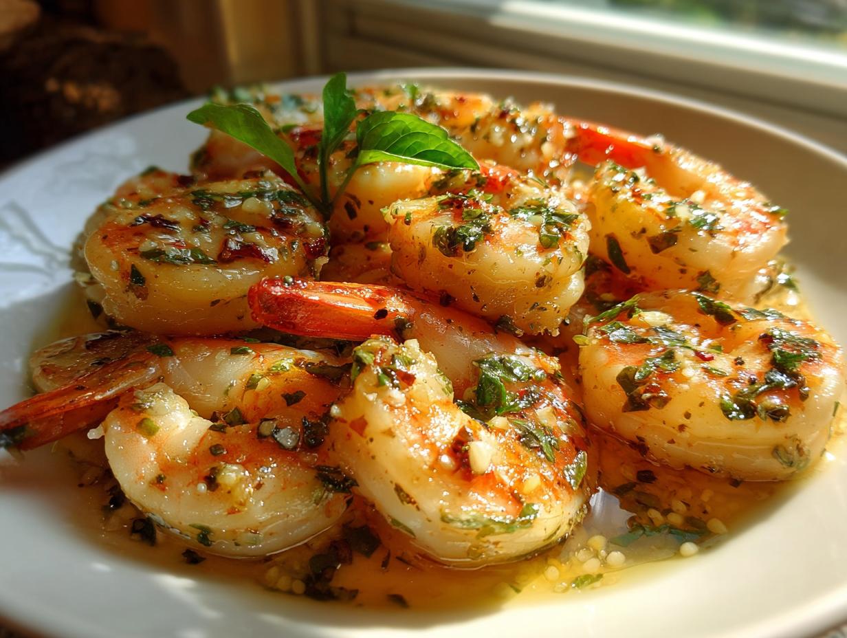 Close-up of a plate of cooked shrimp, a dish that This Takes Minutes but Tastes Fancy.