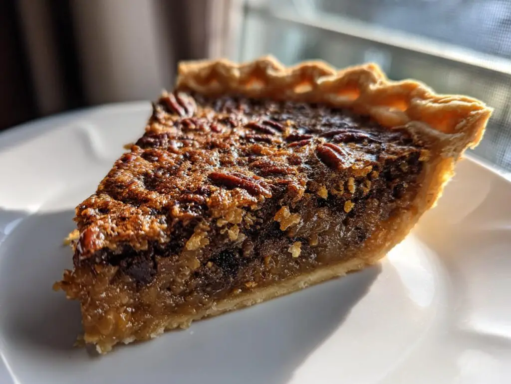 Close-up of a slice of pie, the dessert everyone asks for on holidays.