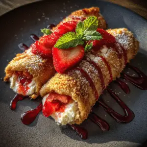 Strawberry Cheesecake Chimichangas 2 Strawberry Cheesecake Chimichangas