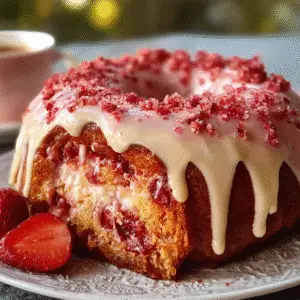 Strawberry Honeybun Cake with Strawberry Cream Icing 4 Strawberry Honeybun Cake with Strawberry Cream Icing