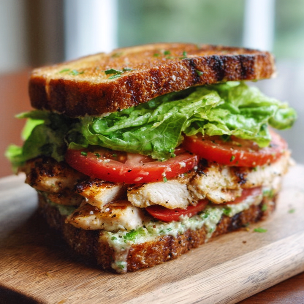 Garlic Butter Lettuce, Tomato & Grilled Chicken Sandwich 1 Garlic Butter Lettuce, Tomato & Grilled Chicken Sandwich
