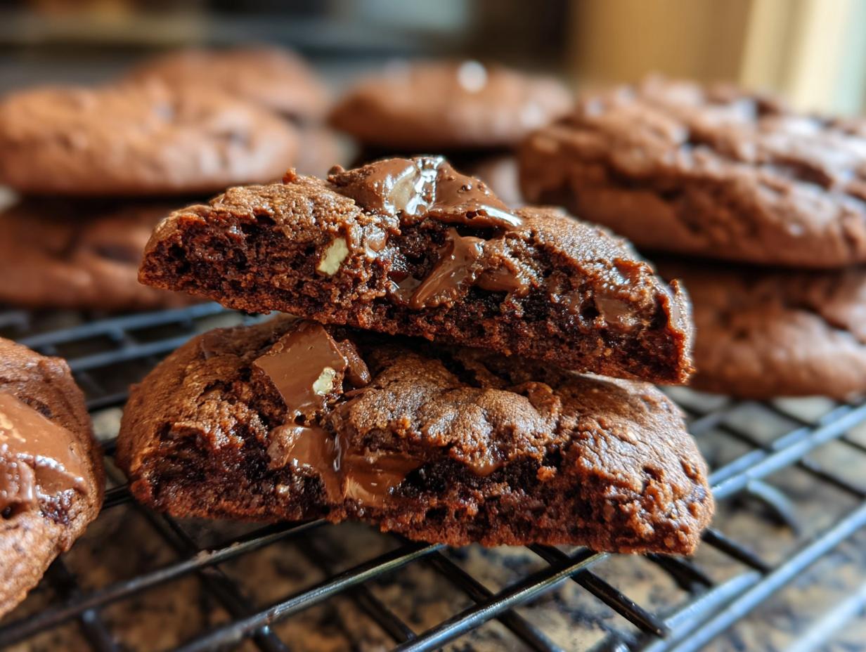 Close-up of soft chocolate Cookies That Get Softer Every Single Day, showing the inside texture and chocolate chunks.
