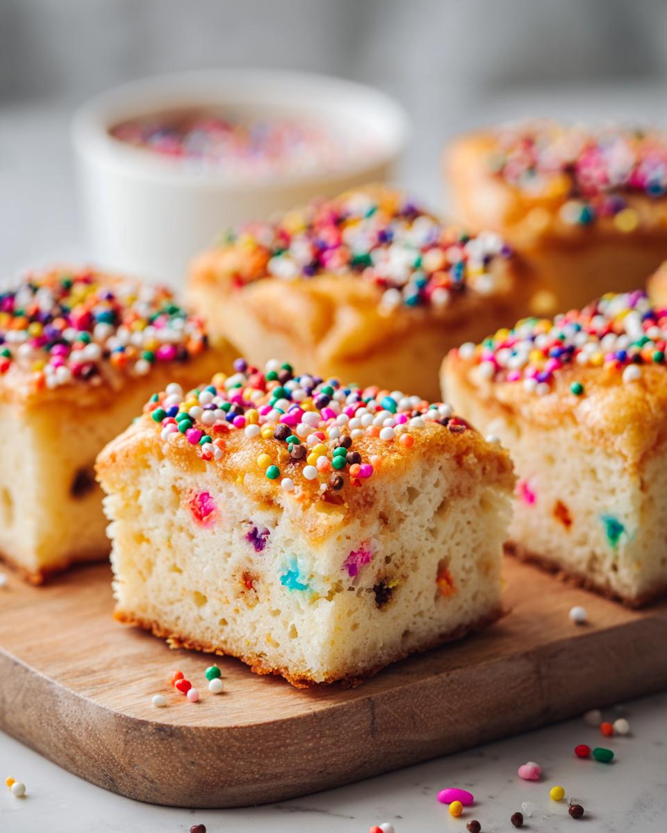 Close-up of cake slices with colorful sprinkles, the easiest sweet treat on Facebook.