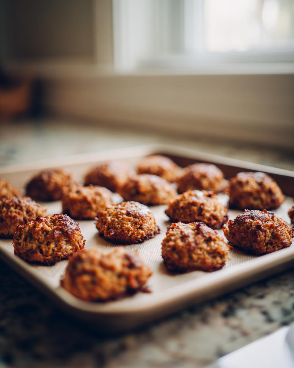 Freshly baked 3-Ingredient Tuna Cat Treats on a baking tray, ready for your cat.