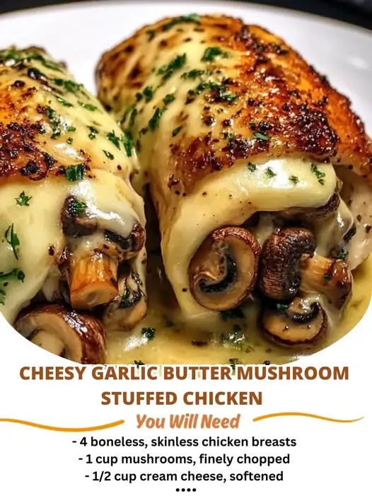 cheesy garlic butter mushroom stuffed chicken 1 cheesy garlic butter mushroom stuffed chicken