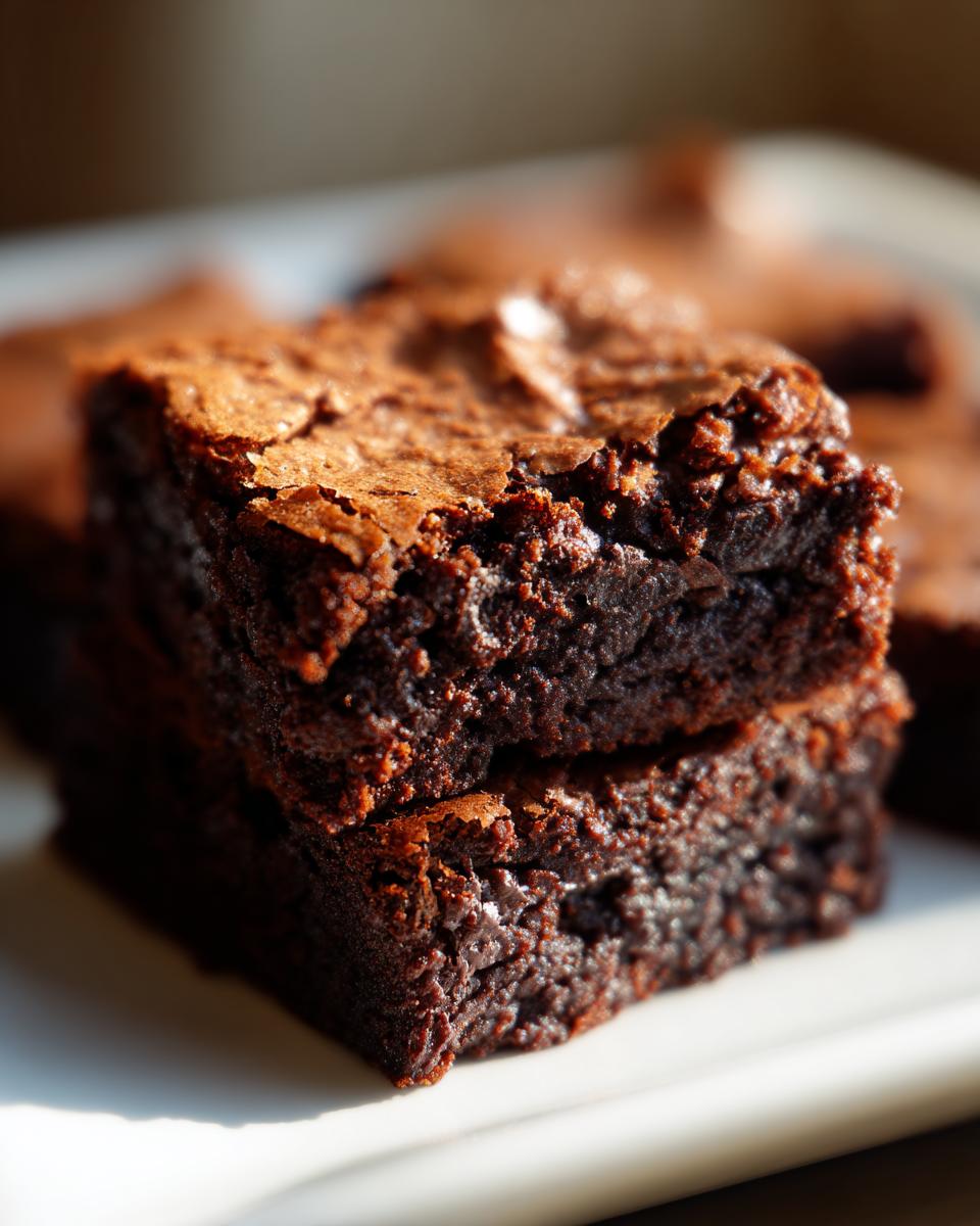 Close-up of brownies with crisp edges and thick, fudgy centers, perfect brownies.