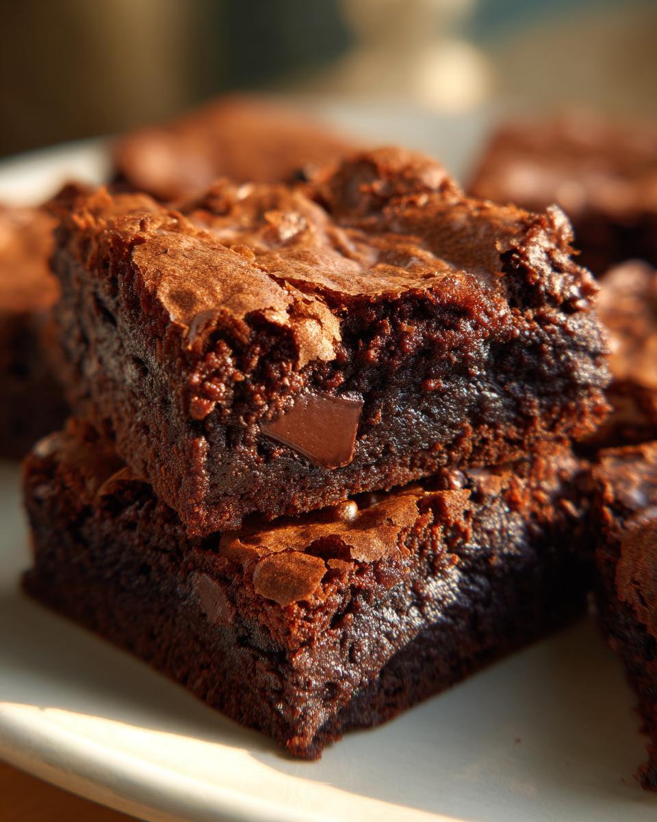 Close-up of brownies with crisp edges and thick, fudgy centers, perfect for a treat.