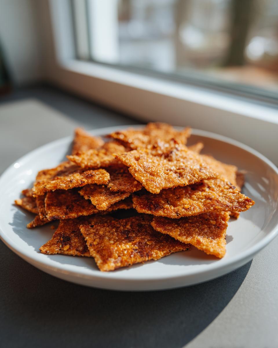 A plate of homemade Crunchy Oven-Baked Cat Treats, golden brown and crispy.