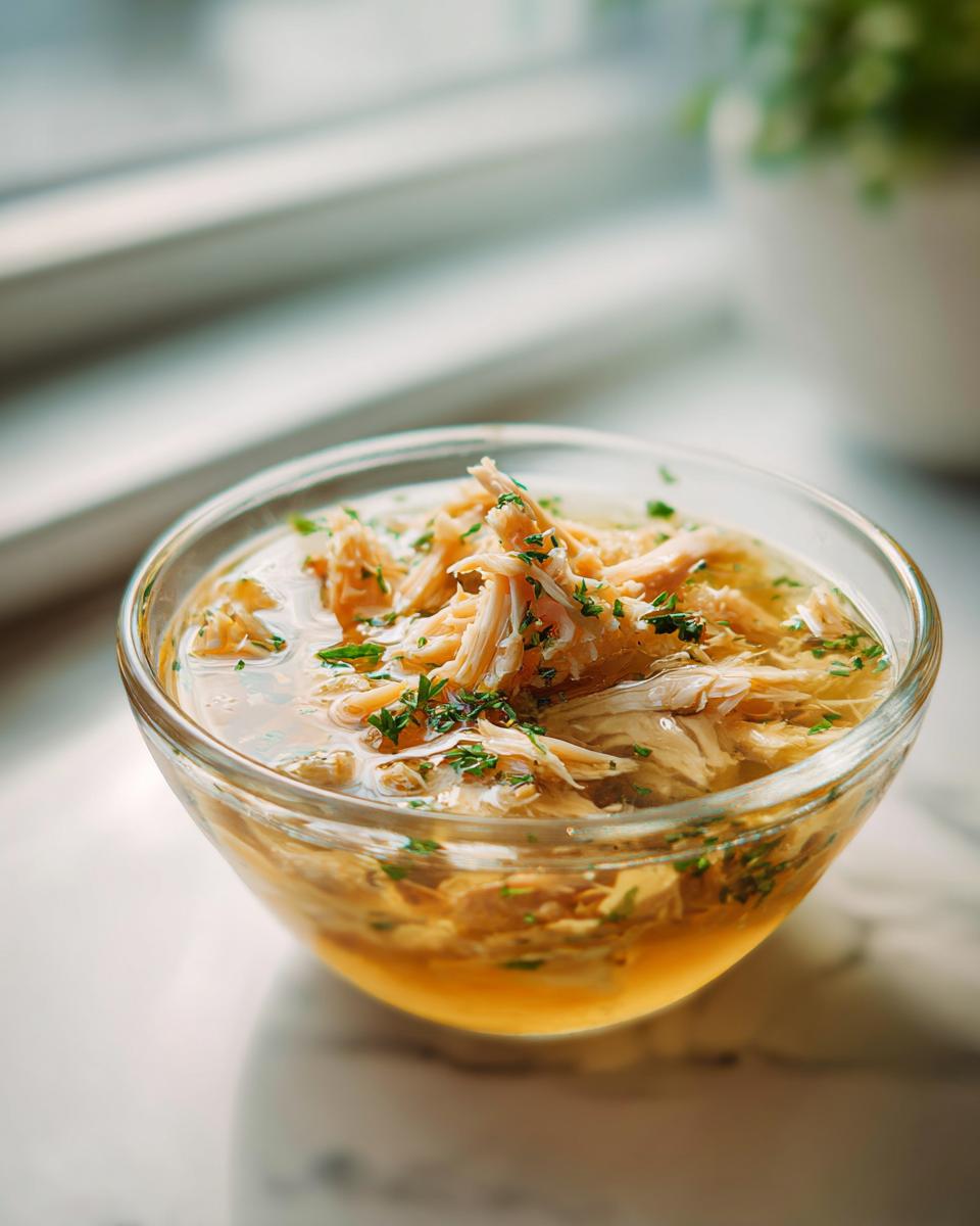 Amazing Fish Broth Cat Recipe: 1 Love Bowl 10 Close-up of a clear glass bowl filled with Fish Broth Cat Recipe.