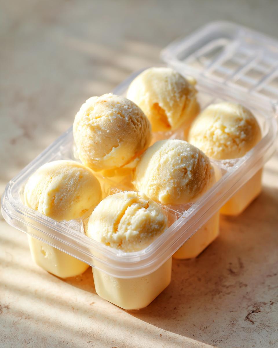 Amazing Frozen Cat Treats for Hot Weather 9 Close-up of frozen cat treats in a clear ice cube tray, perfect for hot weather. The image shows the frozen cat treats.