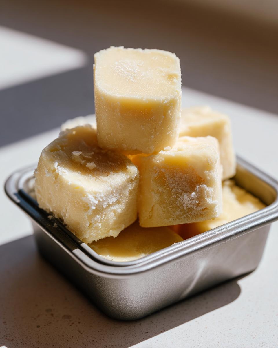 Amazing Frozen Cat Treats for Hot Weather 7 Close-up of frozen cat treats in a metal container. Perfect for a hot day.