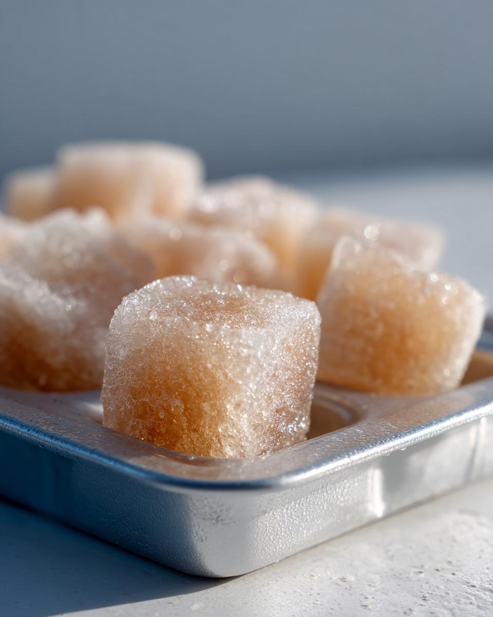 Amazing Frozen Tuna Cat Treat Cubes: 12 Treats 9 Close-up of frozen tuna cat treat cubes in a metal tray, the primary keyword is Frozen Tuna Cat Treat Cubes.