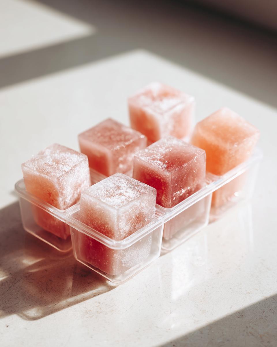 Amazing Frozen Tuna Cat Treat Cubes: 12 Treats 10 Close-up of Frozen Tuna Cat Treat Cubes in a clear plastic tray, ready to serve.