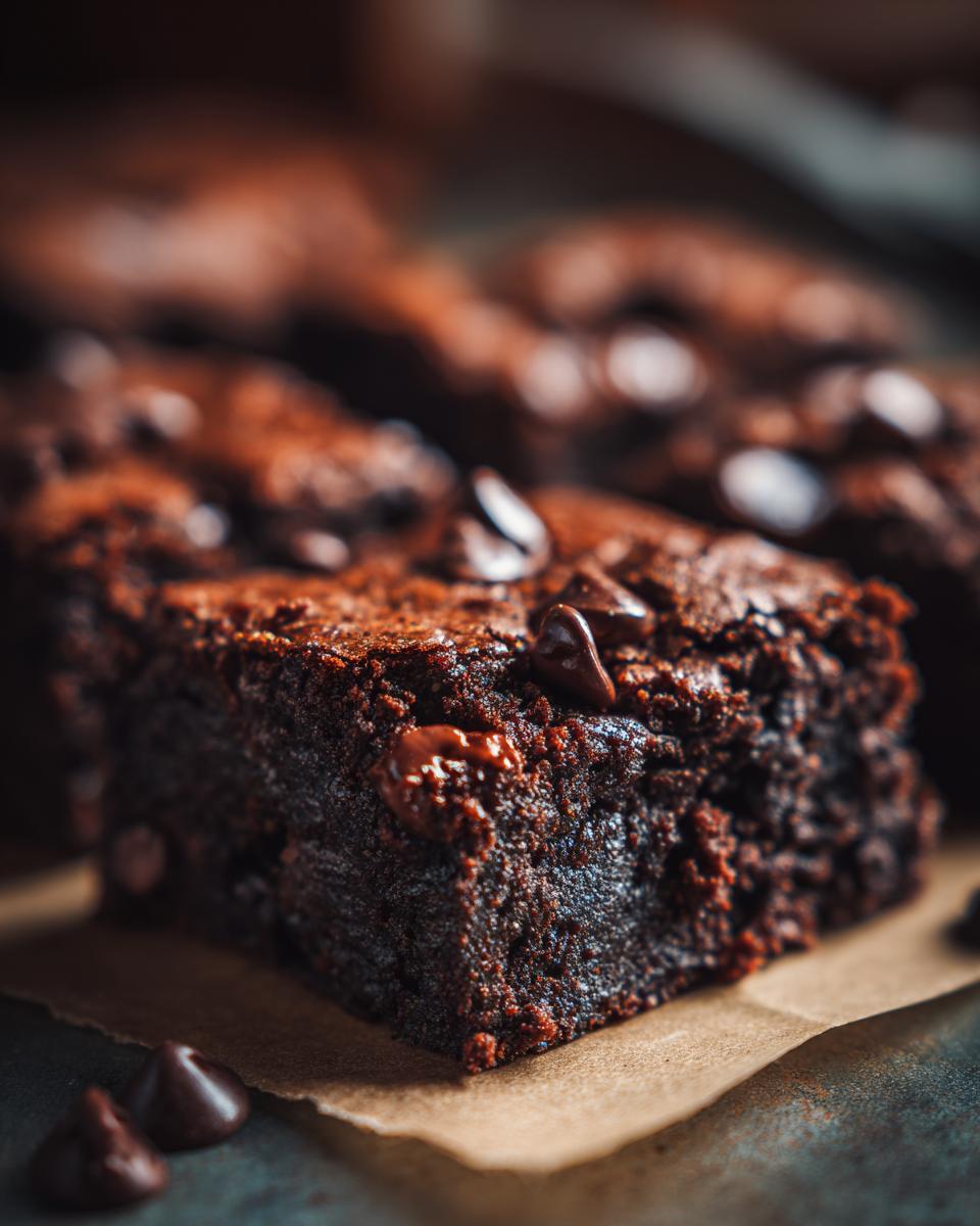 Close-up of a delicious Healthy Brownie with chocolate chips, perfect for a healthy treat.