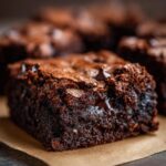 Close-up of a slice of a delicious Healthy Brownie, showing texture and chocolate chips.