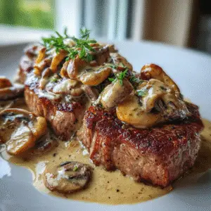 Pan-Seared Steak with Creamy Mushroom Sauce 4 Pan-Seared Steak with Creamy Mushroom Sauce