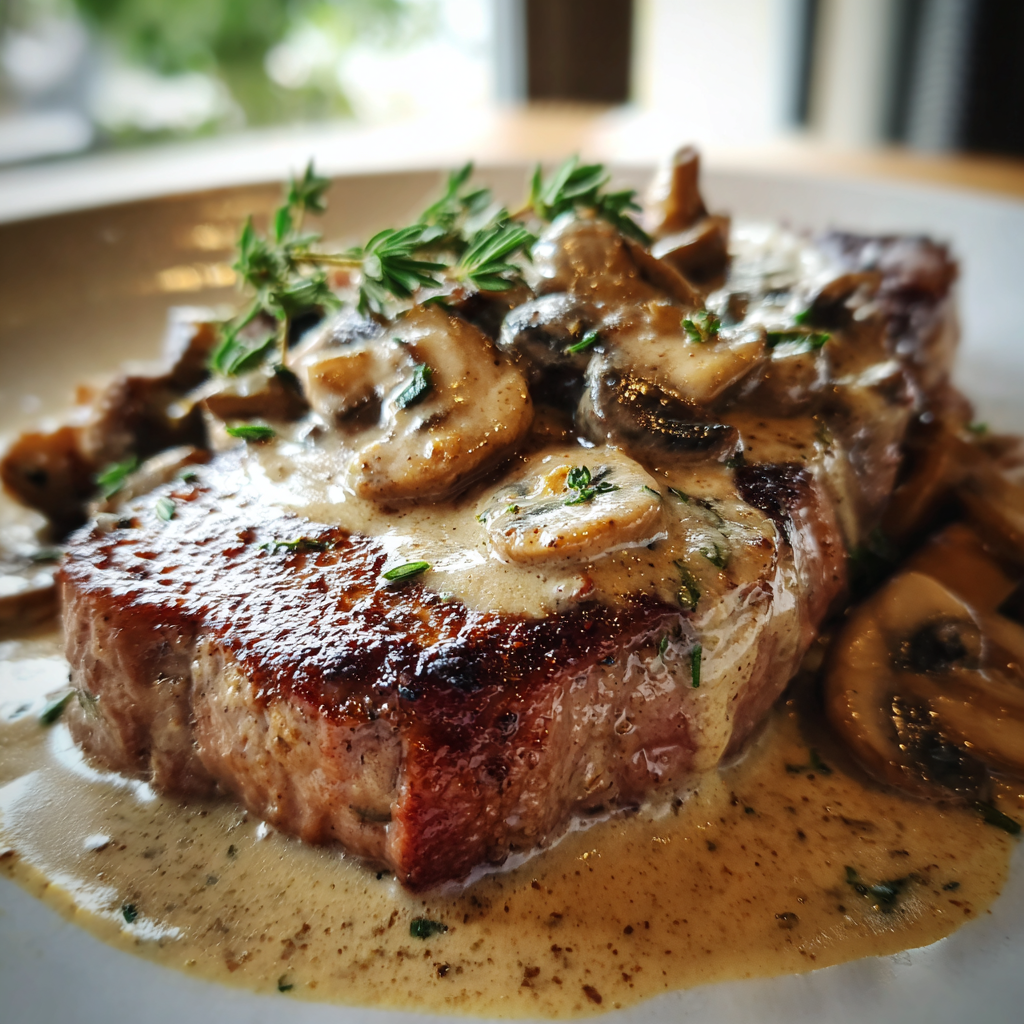 Pan-Seared Steak with Creamy Mushroom Sauce 1 Pan-Seared Steak with Creamy Mushroom Sauce