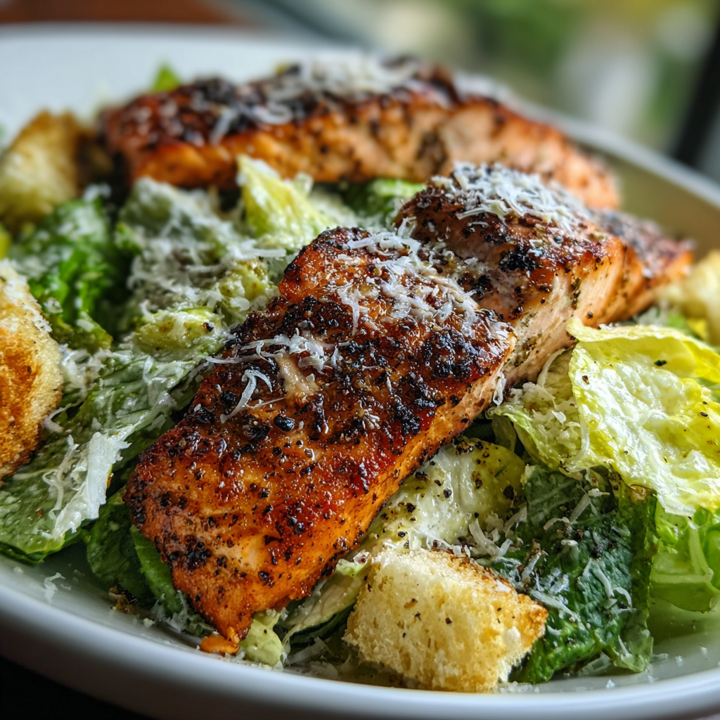 Blackened Salmon Caesar Salad 1 Blackened Salmon Caesar Salad