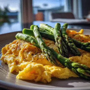 Scrambled Eggs with Asparagus & Cheese 2 Scrambled Eggs with Asparagus & Cheese
