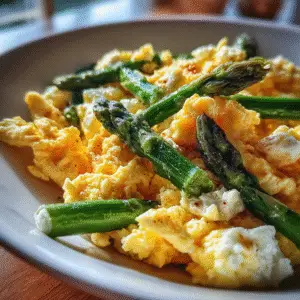 Scrambled Eggs with Asparagus & Cheese 3 Scrambled Eggs with Asparagus & Cheese