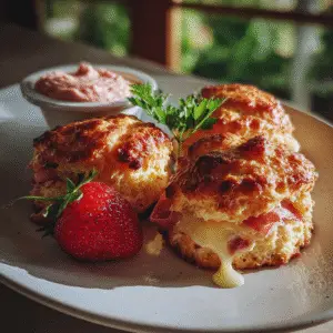 Prosciutto & Goat Cheese Scones with Strawberry Butter