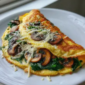 Spinach Mushroom & Cheese Omelette