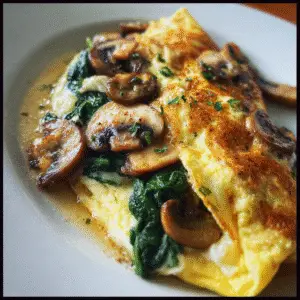 Spinach Mushroom & Cheese Omelette