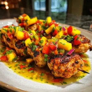 Chili Lime Chicken Skewers with Mango Salsa