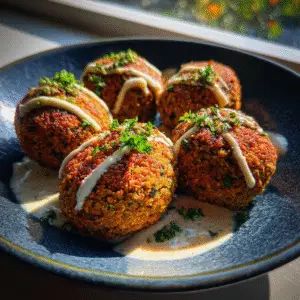 Crispy Chickpea Falafel with Tahini Sauce 2 Crispy Chickpea Falafel with Tahini Sauce