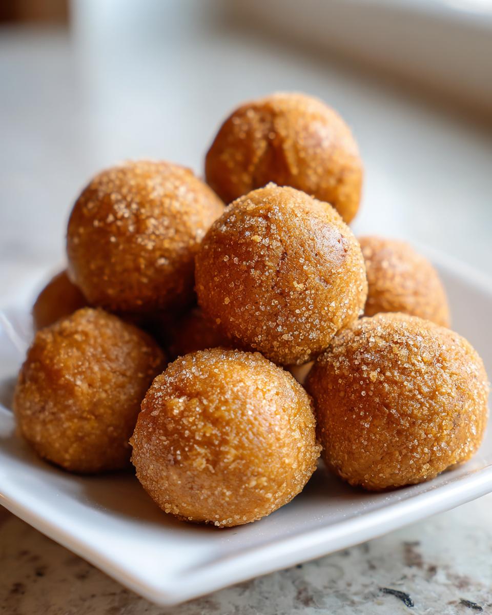 Close-up of a pile of homemade No-Bake Cat Treat Balls on a white plate.