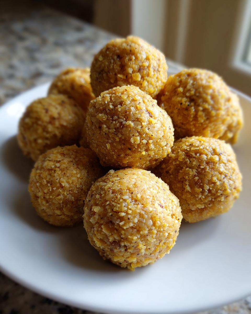 Close-up of a plate of homemade No-Bake Cat Treat Balls, a healthy treat for cats.