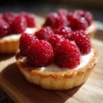 raspberry cream cheese mini tart close up