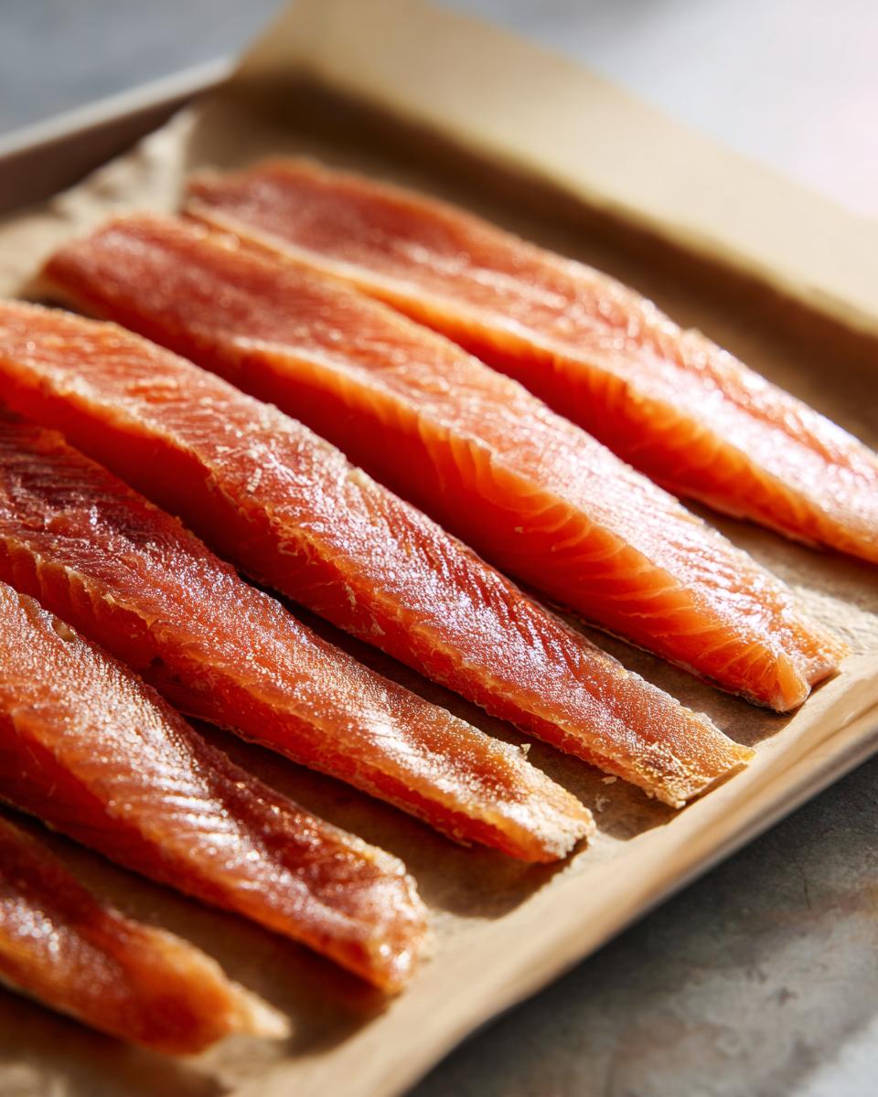 Amazing Salmon Skin Cat Treats: 1 Ingredient Joy 9 Close-up of dehydrated salmon skin, the main ingredient for making delicious Salmon Skin Cat Treats.