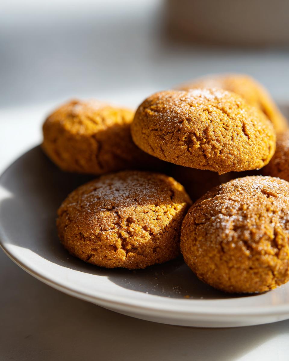 Soft Pumpkin Cat Treats: 1 Simple Recipe 8 Close-up of a plate of soft pumpkin cat treats sprinkled with powdered sugar. The perfect treat for your cat!