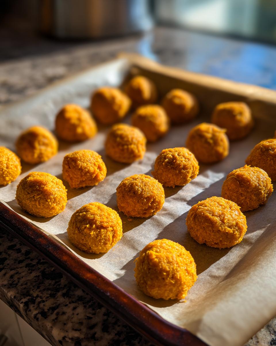 Close-up of freshly baked Soft Senior Cat Treats on parchment paper, ready to be enjoyed.