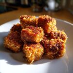 Pile of crispy golden Tuna Cat Snack Bites on a white plate, ready to be enjoyed.