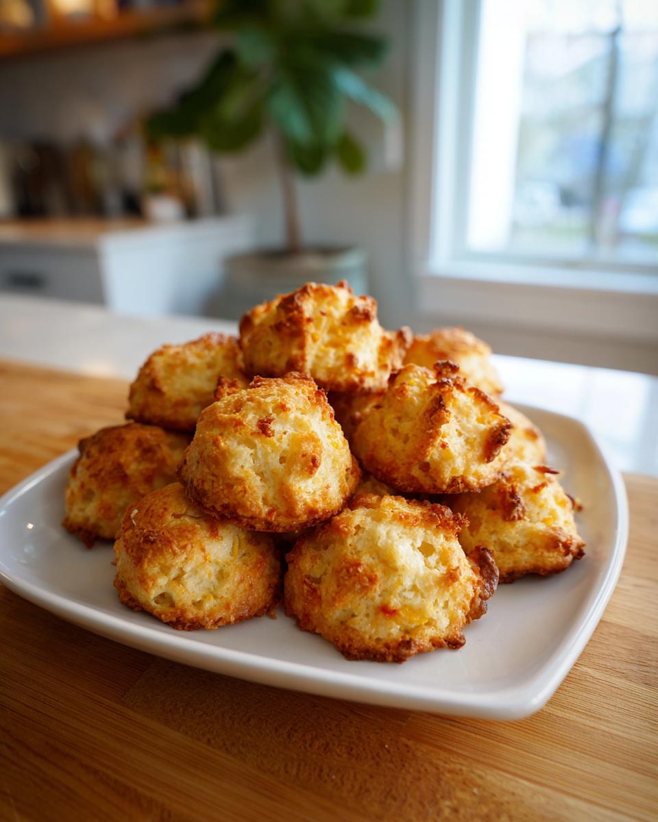 A pile of golden-brown Tuna Cat Snack Bites on a white plate, ready for your cat to enjoy.