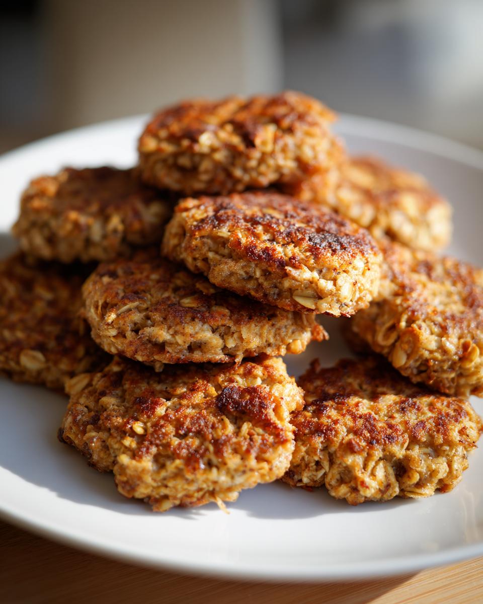 Tuna & Oat Cat Crunchies: Irresistible 15-Min Treat 8 Close-up of a stack of Tuna & Oat Cat Crunchies on a white plate, perfect cat treats.