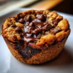 Close-up of an Ultimate Gooey Cookie Cup with melted chocolate and chocolate chips.