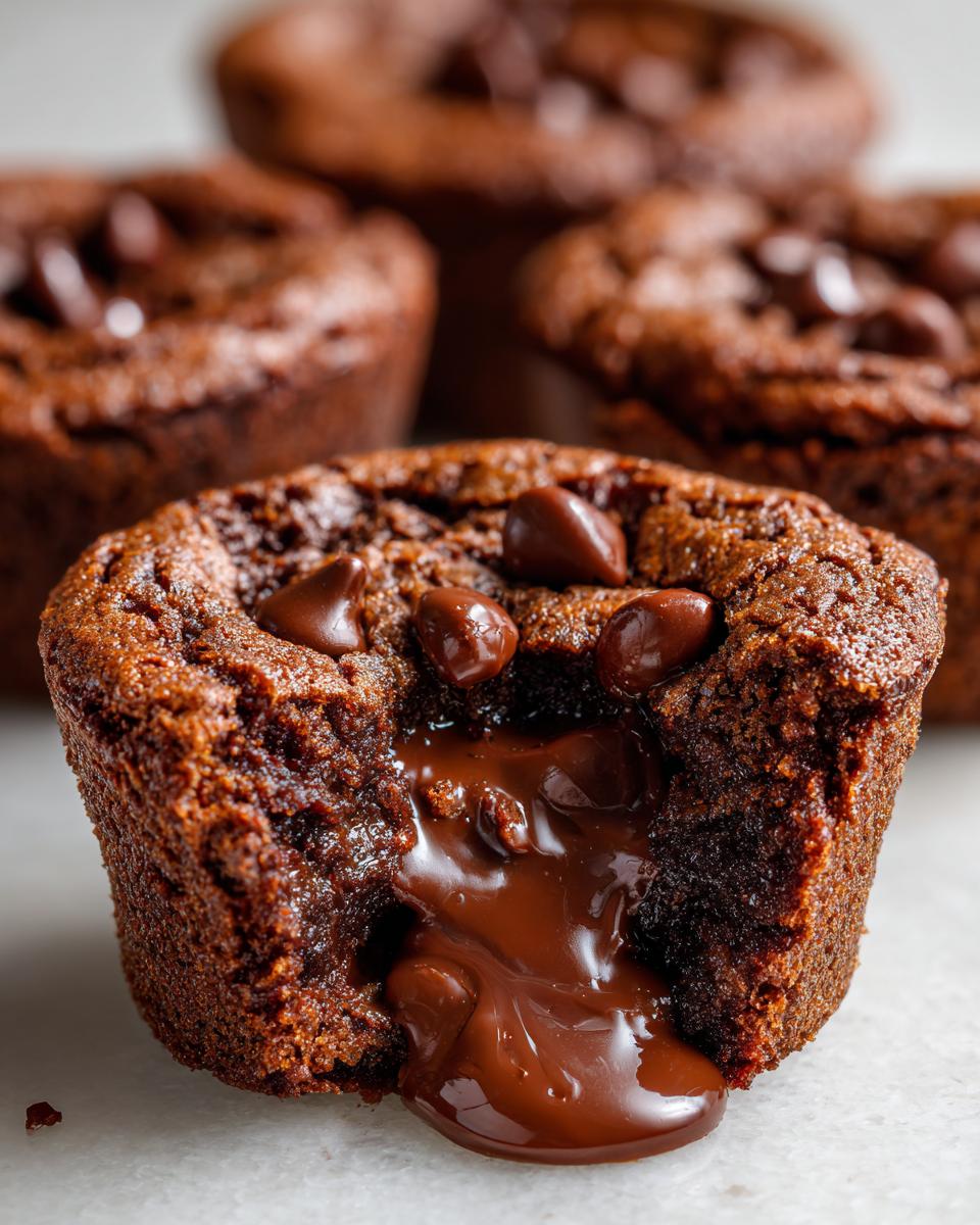 Close-up of an Ultimate Gooey Cookie Cup with molten chocolate oozing out.