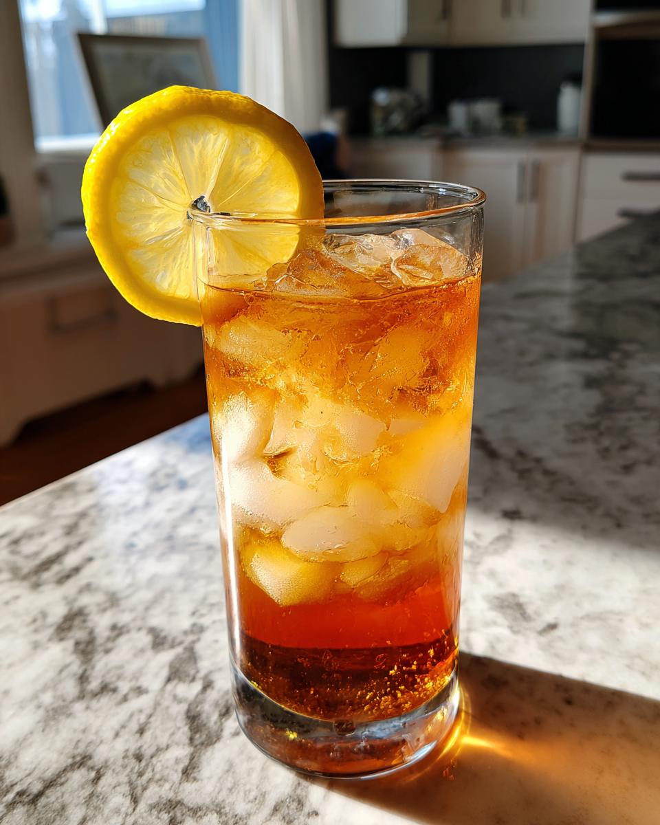Tall glass of Cold Brew Lemonade with ice and a lemon slice garnish, perfect for a summer day.