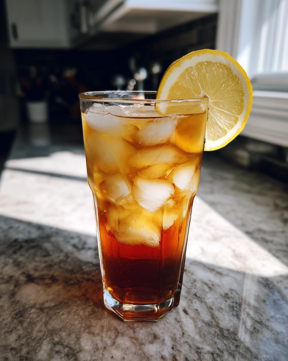Glass of Cold Brew Lemonade with ice and a lemon slice, perfect for a refreshing summer drink. The Cold Brew Lemonade looks delicious.