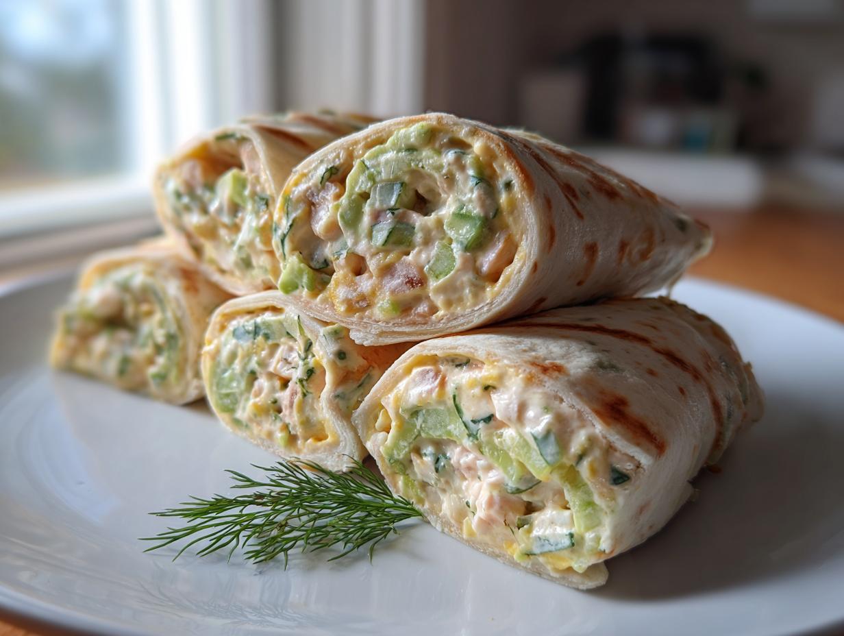 Close-up of Cucumber Dill Cream Cheese Pinwheels, showing cucumber, dill, and cream cheese filling.