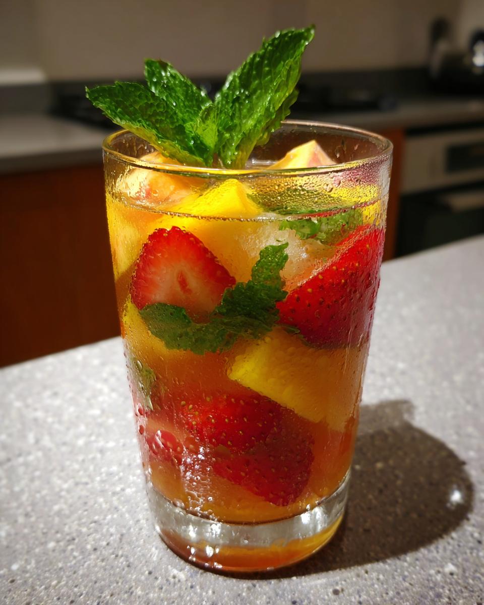 20 Refreshing Fruity Cocktails: Blissful Sips 2 Refreshing fruity cocktail with strawberries, mango, and mint. Perfect for summer, part of the 20 Refreshing Fruity Cocktails.