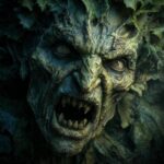 Close-up of a Green Man face with leaves, a mystical image, not related to 29 Epic Salad Recipes.