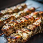 Close-up of grilled chicken skewers, perfect for Spring and Summer Recipes.
