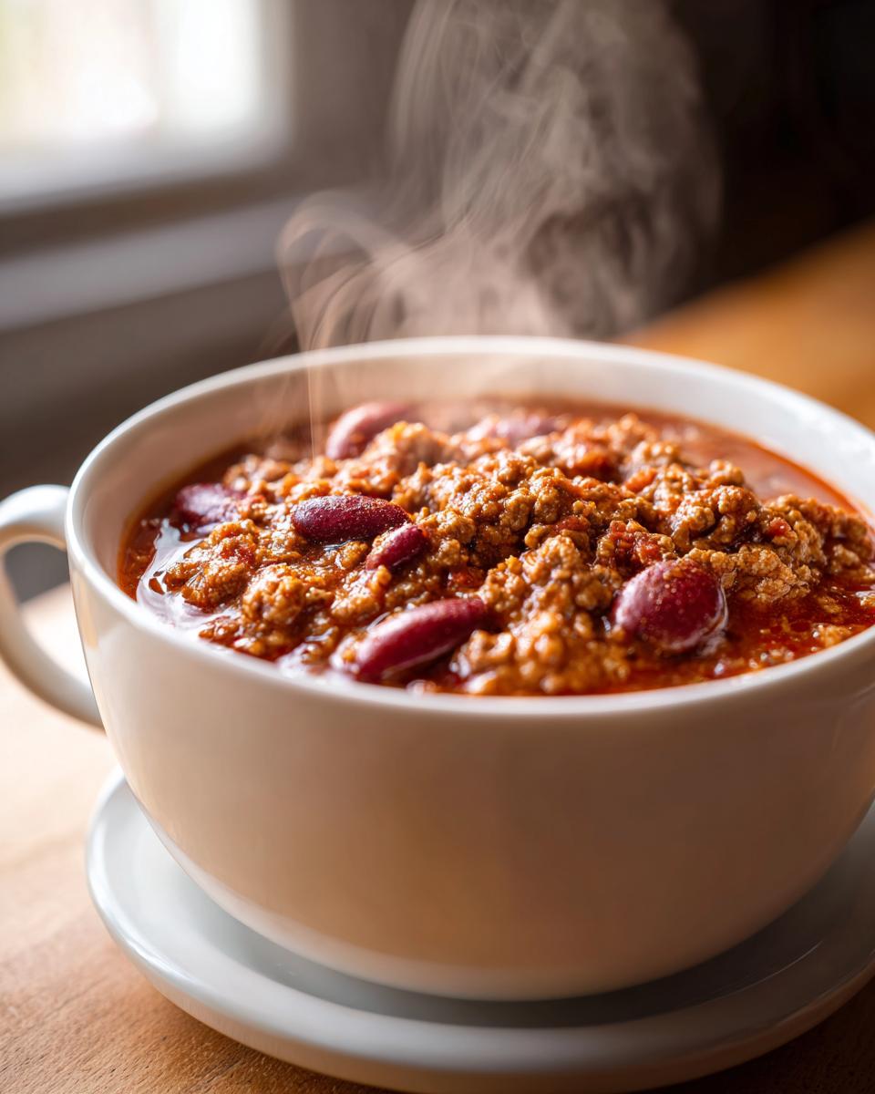 One-Pot & Slow Cooker Wonders: 1 Amazing Meal 8 A steaming bowl of chili, perfect for One-Pot & Slow Cooker Wonders. Includes ground meat and kidney beans.