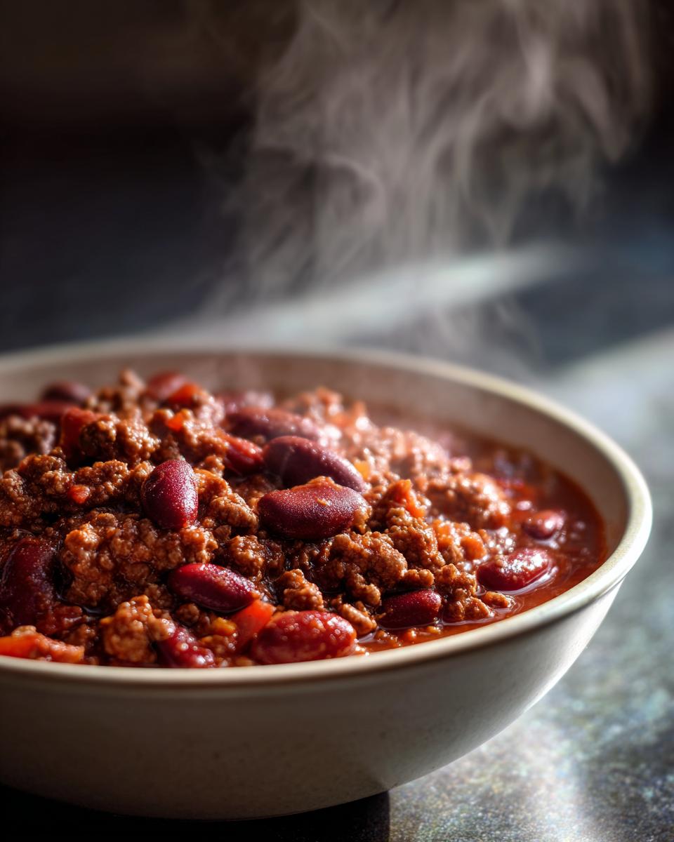 One-Pot & Slow Cooker Wonders: 1 Amazing Meal 10 A close-up of a steaming bowl of chili, perfect for One-Pot & Slow Cooker Wonders.