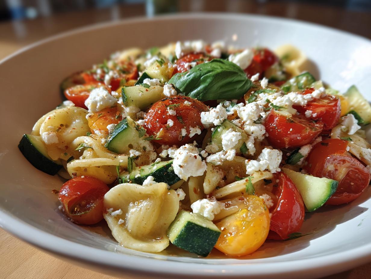 Amazing Pasta Salad Goat Cheese: 30 Min Recipe 6 A vibrant pasta salad goat cheese with cherry tomatoes, zucchini, and fresh herbs.