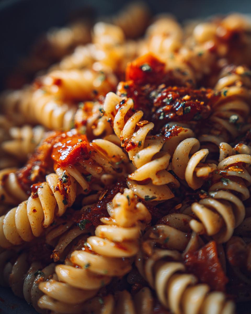 Simple Pasta Salad: 30 Min Delicious Fix 4 Close-up of pasta salad with tomato sauce. Learn how do you make pasta salad.